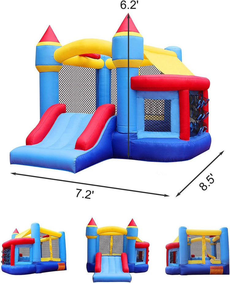 BestParty Inflatable Bounce House, Bouncy House for Kids Outdoor, Inflatable Kids Bounce House with Jumping Ball Pit & Basketball Hoop, Ocean Balls, Blower, Patch Kits, Stakes, Carrying Bag