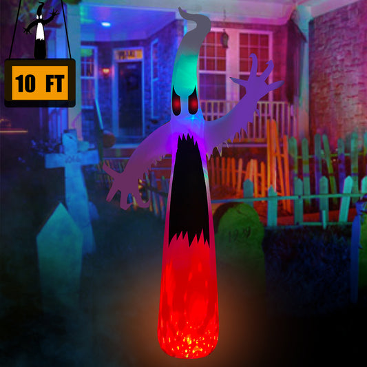 10 Ft Inflatable Halloween Terrible Ghost with Color Changing LED Inflatables Blow Up Party Decoration for Outdoor Indoor Holiday Yard Lawn