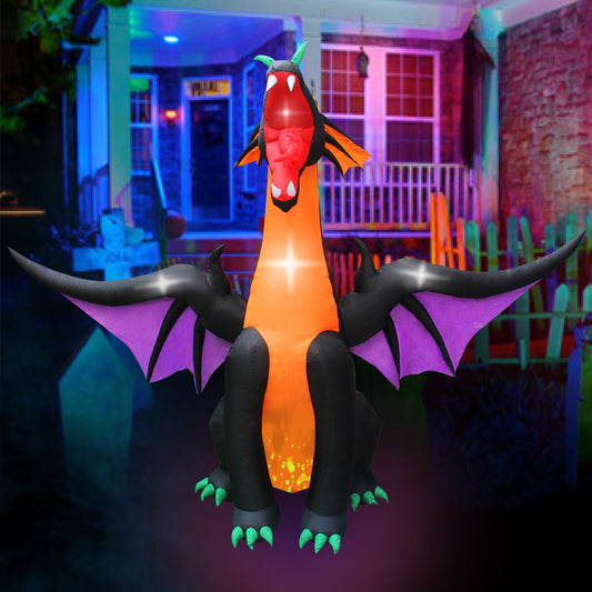 12 FT Fire & Ice Dragon with Wings, Inflatable Halloween Decoration for Indoor Outdoor Home Party Lawn Garden Yard