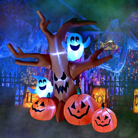 8 Ft Halloween Inflatable Dead Tree with Ghosts Pumpkins Decoration Blow up Decor for Lawn Patio Indoor Outdoor Home Yard Party