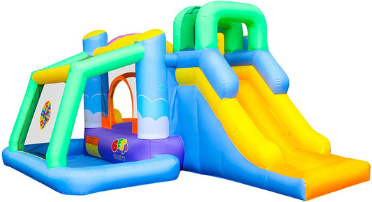 BESTPARTY 7 in 1 Inflatable Rainbow Clouds Bounce House