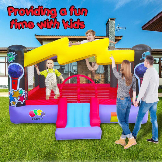 BESTPARTY Kids Pop Star Theme Inflatable Bounce House with Blower