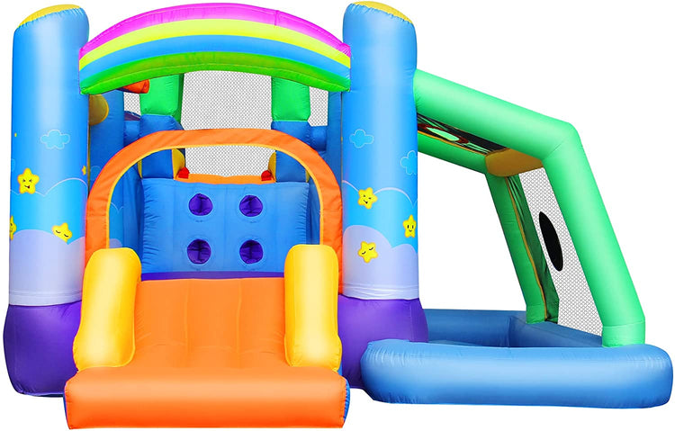 BESTPARTY 7 in 1 Inflatable Rainbow Clouds Bounce House