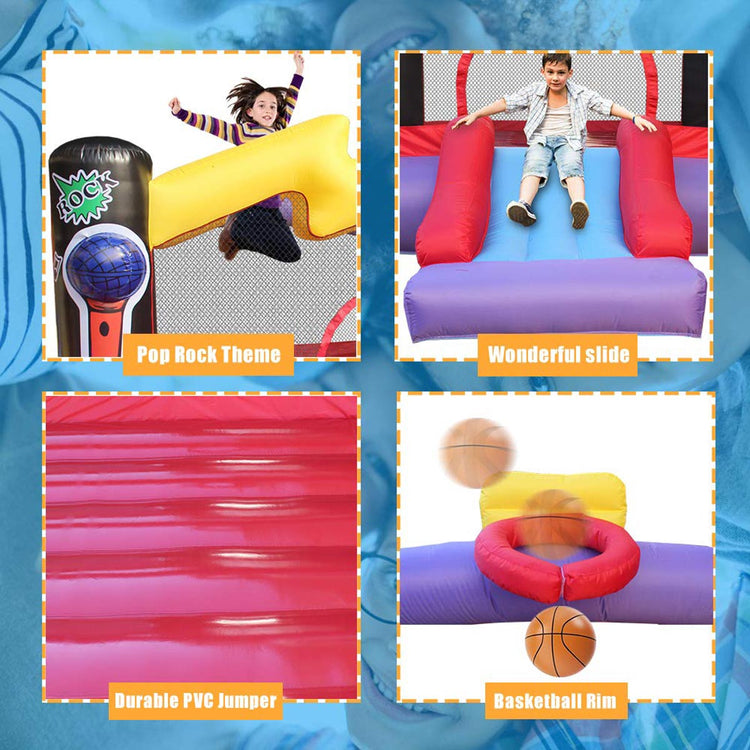 BESTPARTY Kids Pop Star Theme Inflatable Bounce House with Blower