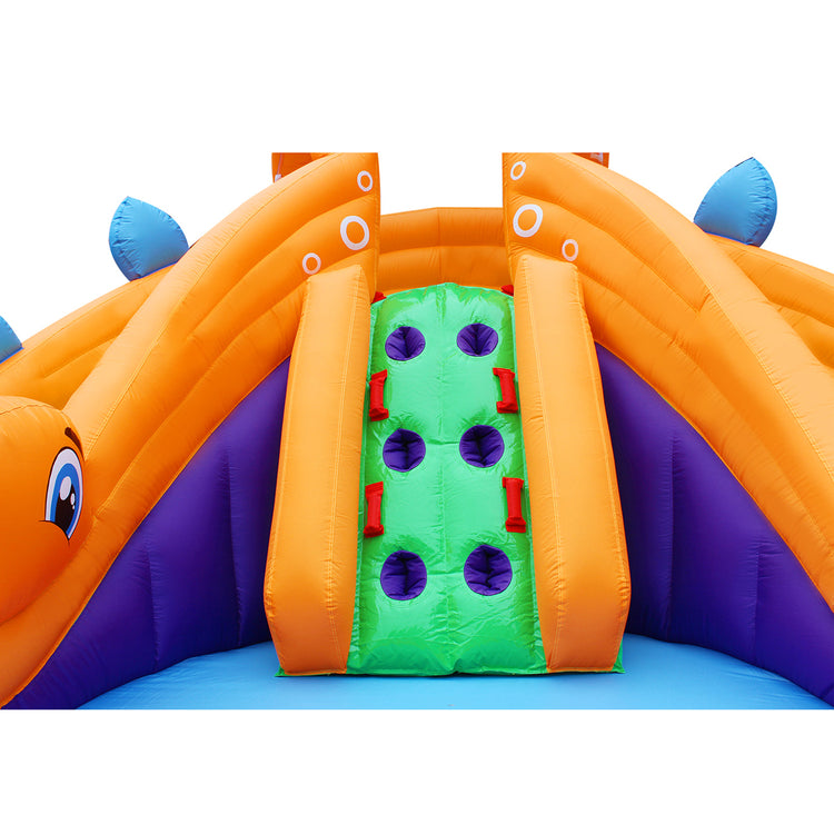 BESTPARTY Inflatable Dinosaur Water Dual Slides with Blower.