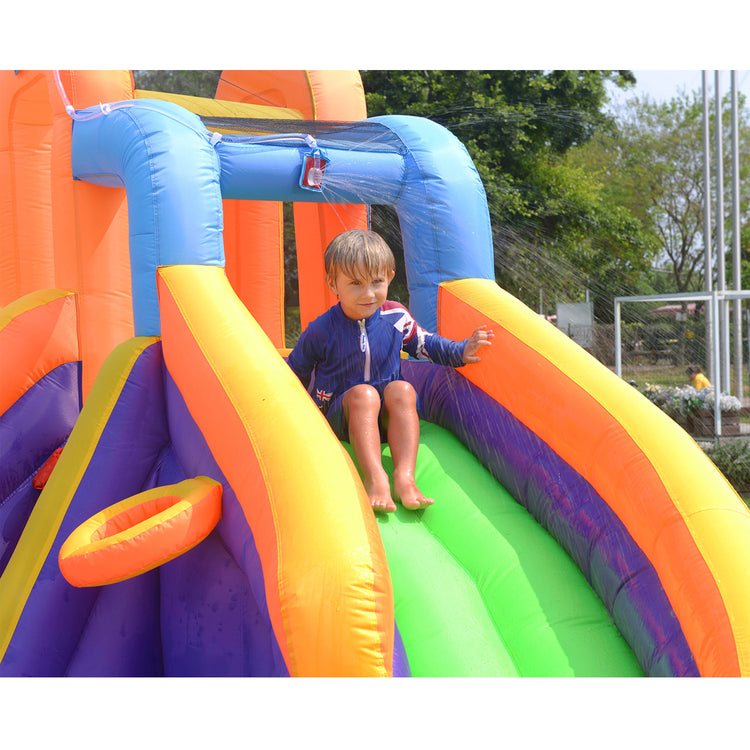 BESTPARTY Inflatable Water Slide, Mini Pool Included Water Park with Blower.